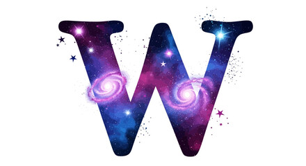 Aufkleber - Vector letter w galaxy space nebula cosmic alphabet initial typography design vector illustration graphic art