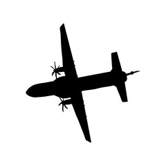 Poster - Silhouette of Propeller Airplane in Flight vector illustration