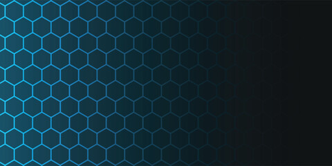 Poster - Abstract hexagon blue background banner futuristic business data technology modern concept, polygon shape lines connecting link structure dark blue contrast copyspace.