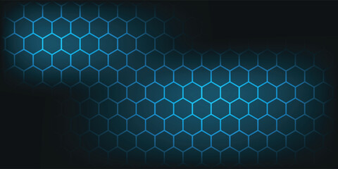 Poster - Abstract hexagon blue background banner futuristic business data technology.