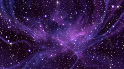 Wall Mural - This image displays a characteristic combination of purple and dark blue colors, with a glowing cosmic cloud pattern and many bright spots representing stars.