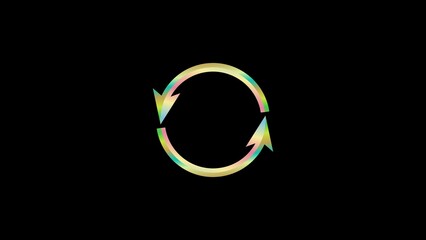 Poster - Circular arrow graphic with pastel gradient colors on a black background representing cycles and repetition