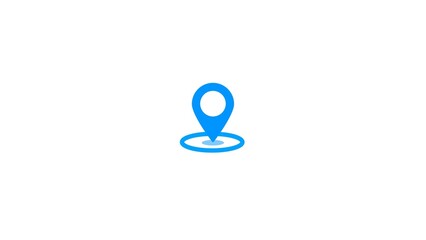 Poster - Minimalistic blue location pin icon set against white background for travel navigation and digital mapping applications