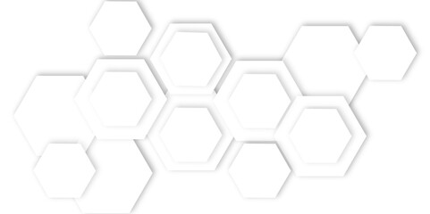 Fototapete - modern white background featuring a geometric pattern of overlapping hexagons, and Polygonal Honeycomb Elements, Luxury Pattern and Technology-Inspired Design 