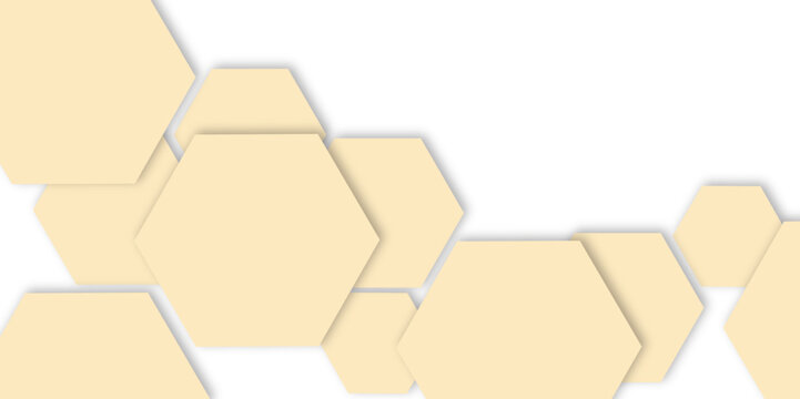 colorful geometric hexagon texture pattern design.  abstract hexagon design white background and wall decorative in the bath copy space, technology, data, commination.