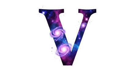 Aufkleber - Vector letter v galaxy space nebula cosmic alphabet initial typography design graphic illustration artwork image