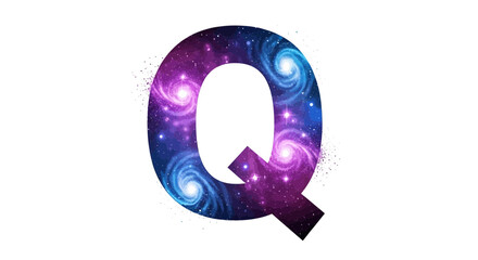 Aufkleber - Vector letter q galaxy space cosmic design, alphabet initial with nebula background, starry night illustration