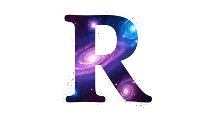Aufkleber - Vector letter r galaxy space cosmic nebula stars universe astronomy alphabet initial typography design graphic art