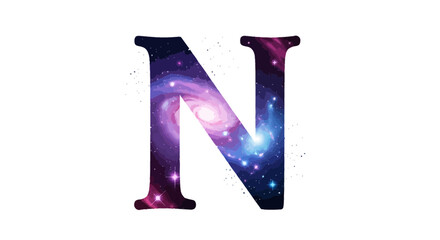 Aufkleber - Vector letter n galaxy space cosmic nebula stars universe astronomy design graphic illustration art print poster