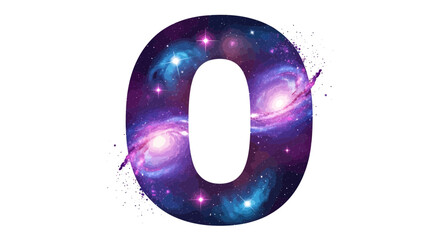 Aufkleber - Vector galaxy number zero illustration with cosmic nebula and stars for astronomy and science projects design