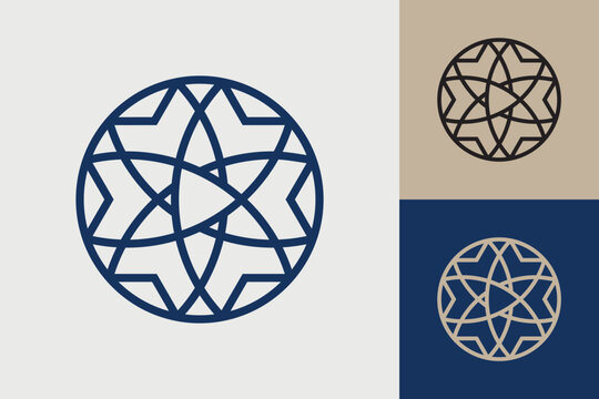 Geometric circle logo icon. Circle concept vector design with minimalistic linear style