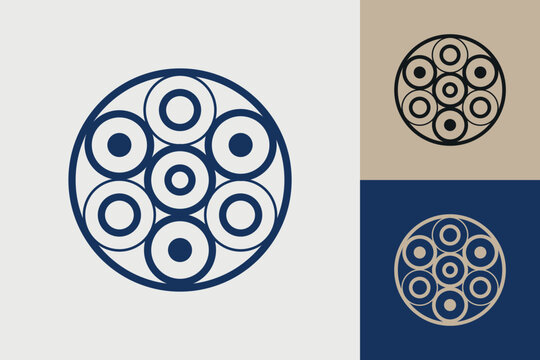 Geometric circle logo icon. Circle concept vector design with minimalistic linear style