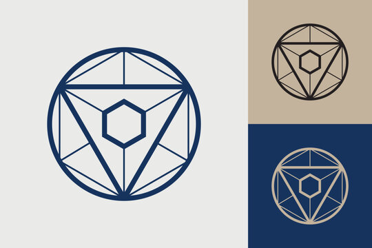 Geometric circle logo icon. Circle concept vector design with minimalistic linear style