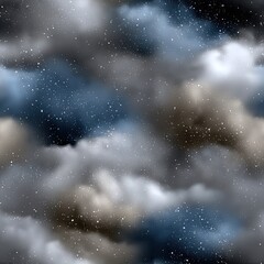 Poster - Beautifully crafted watercolor design features a starry sky with a gradient background and textured clouds, perfect for seamless patterns SEAMLESS PATTERN