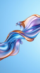 Fototapete - Colorful flowing waves create a captivating design on a blue backdrop