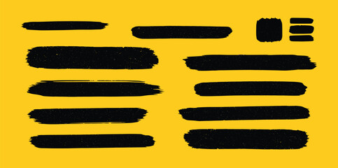 Aufkleber - Linocut vector relief printing rectangle shapes, stripes of various length, rough grunge textures collection. Textured backgrounds set. Paint roller stains, lino ink grungy geometric text box 