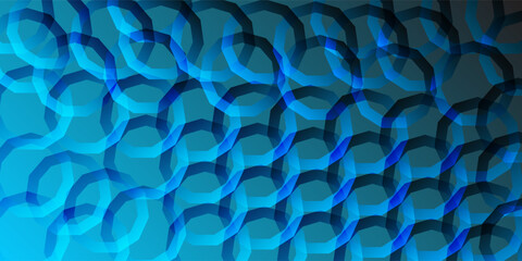 Aufkleber - Abstract blue geometric pattern with overlapping circular shapes creating a modern and futuristic background.
