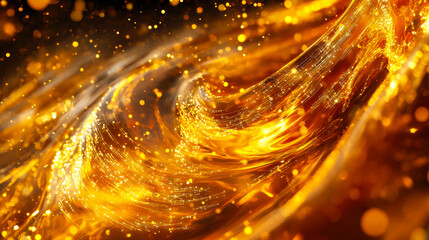 Aufkleber - Dynamic golden swirl with sparkles in a dark background creates a mesmerizing visual experience