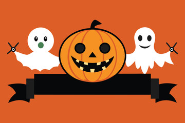 Aufkleber - Cartoon Halloween Banner Design with Simple Elements for Festive Celebrations