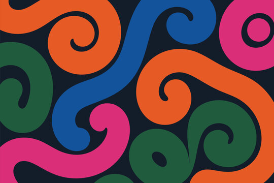 Vivid swirls in a seamless pattern brings a bold retro vibe with a playful and graphic modern design element.