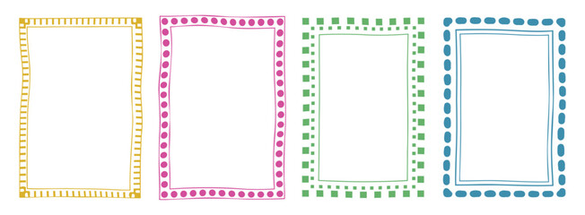 Poster - Empty frames doodles, dotted frames with simple freestyle geometric forms and shapes, borders and backgrounds. Vector illustration.