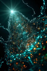 Poster - Abstract rendering of a complex network with glowing nodes and interconnected lines on black background