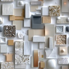 Poster - A textured wall features a striking pattern of thick white paint squares, merging artistry with architectural detail SEAMLESS PATTERN