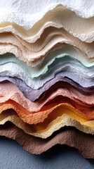 Poster - delicate layers of paper mimic the textures of sandstone and clay hills, blending harmonious pastel 