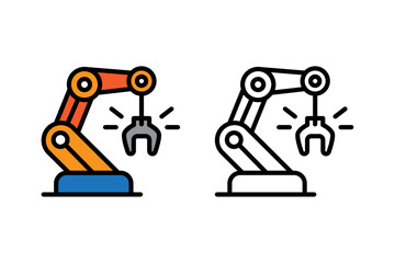 Fototapete - Machine learning logo icons with robotic arm design, for technology or robotics-themed projects needing versatility. vector graphic