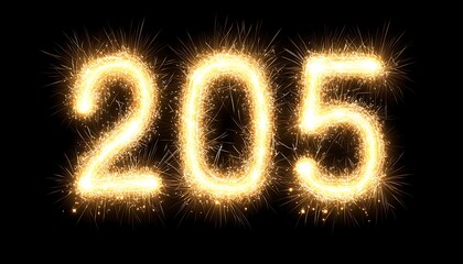 Poster - A numerical composition of sparkling lights forming the number two zero five