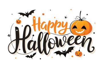 Aufkleber - Happy Halloween Graphic Design with Text in CMYK Colors and Simple Fonts