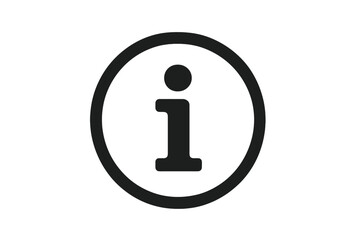 Poster - Information Icon. Info Symbol in Circle. Simple Black Information Button. Minimalist Help Icon. Vector Illustration Isolated on White Background. Web, App, UI, UX Design Concept.