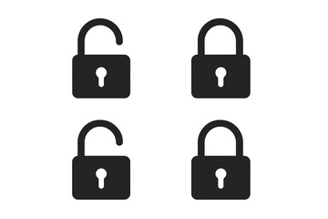 Poster - Padlock Security Icon Set. Locked and Unlocked Padlock Symbols. Privacy and Access Control. Flat Vector Illustration for App, UI, UX, Website, Secure Login, Data Protection