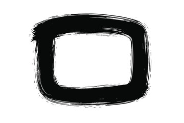 Poster - Grunge Square Brush Stroke Frame. Hand Painted Black Ink Border. Abstract Artistic Rectangle Shape. Rough Edges. Modern Minimalist Design Element. Isolated on White Background
