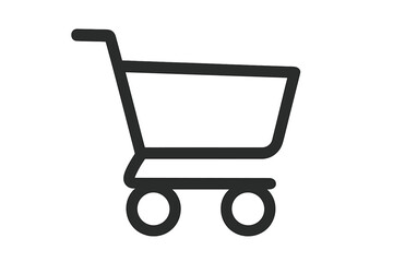 Poster - Shopping Cart Icon Vector. Minimalist Shopping Cart Symbol. E-commerce, Online Store, Retail, Buy Now, Checkout, Basket, Black Outline, Simple Line Art, Transparent Background, App Web UI