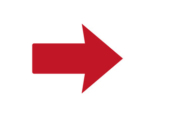 Fototapete - Red Right Arrow Symbol. Bold Directional Arrow Icon. Navigation Pointer. Forward Movement Concept. Simple Geometric Shape. Minimalist Red Arrow. Vector Illustration. Isolated on White Background.