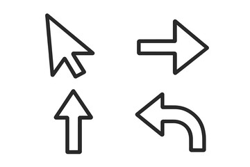 Fototapete - Arrow icon set for web and mobile app design. UI UX graphic elements collection. Linear style cursor, next, back, up, and direction pointers for navigation buttons.