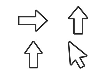 Poster - arrow icon set in thin line style. collection of black pointers and cursors for web design, mobile a
