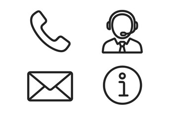 Poster - contact us vector icon set. line style communication symbols for web and mobile app design. customer