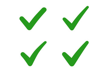 Poster - Green check mark vector icon set. Simple tick symbol for correct vote or choice. Accept and okay sign for checklist design, success, agreement, and task completion.