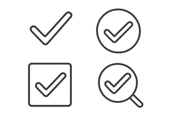 Fototapete - Check mark icon set. Tick symbol collection. Approve, accept, correct, yes sign. Quality check, inspection, validation, confirmation. Line art style for web and mobile app.