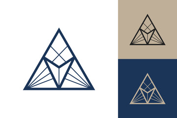 Fototapete - Geometric triangle logo icon. Triangle concept vector design with minimalistic linear style