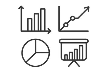Fototapete - Graph and chart line icon set for business infographic and data visualization. Vector stats diagram, growth chart, and presentation symbols for web and mobile app design.
