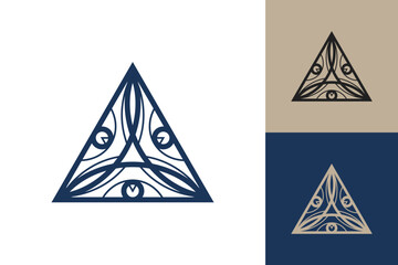 Fototapete - Geometric triangle logo icon. Triangle concept vector design with minimalistic linear style