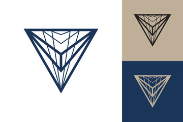 Fototapete - Geometric triangle logo icon. Triangle concept vector design with minimalistic linear style