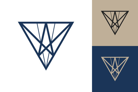 Geometric triangle logo icon. Triangle concept vector design with minimalistic linear style