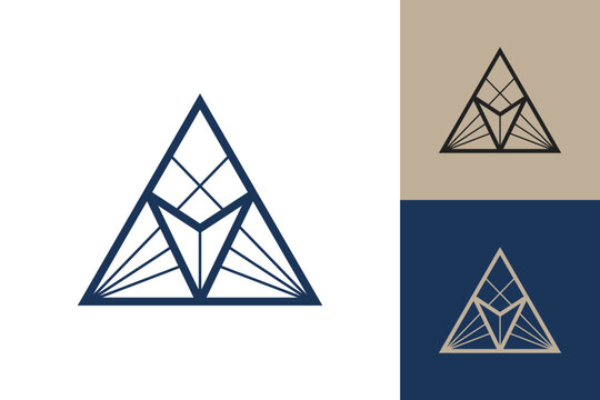 Geometric triangle logo icon. Triangle concept vector design with minimalistic linear style