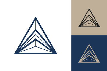 Fototapete - Geometric triangle logo icon. Triangle concept vector design with minimalistic linear style