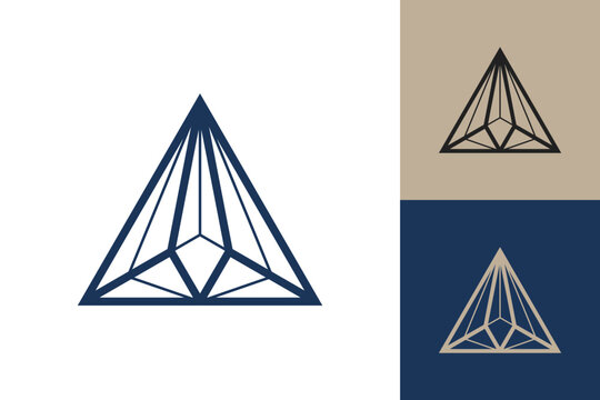Geometric triangle logo icon. Triangle concept vector design with minimalistic linear style