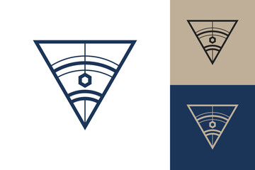 Fototapete - Geometric triangle logo icon. Triangle concept vector design with minimalistic linear style